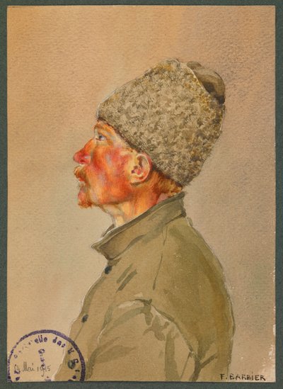 Ruský voják poslouchá mši, Gustrow od Fernand Barbier