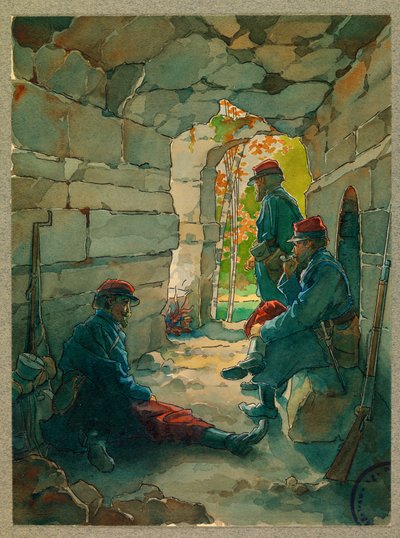 Odpočívající vojáci pěchoty, route de Vailly od Fernand Barbier