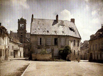 Dům s poškozenou střechou, Soissons, Aisne, 1917 (autochrom) od Fernand Cuville