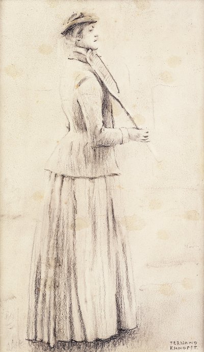 Tenista; Studie pro "Vzpomínky"; Tenista; nebo Du Lawn Tennis; Studie pro "Memories" Tennisspeelster; Studie pro "Memories", c.1887 od Fernand Khnopff