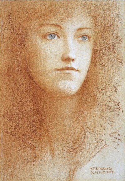 "Portrét mladé anglické ženy"" Sanguine na papíře Fernand Khnopff (1858-1921) Soukromá sbírka kolem roku 1890 od Fernand Khnopff