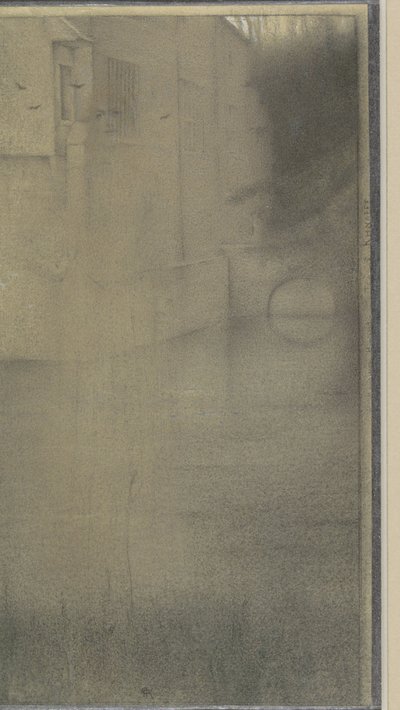 Stín ženy před domem obklopeným vodou od Fernand Khnopff