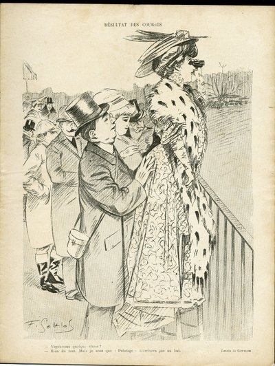 Ilustrace Gottloba (1873-1935) v Le Lire, 21.12.07 - Výsledky závodů - Láska, Móda, Život bohatých, Hippismus - Ženy od Fernand Louis Gottlob