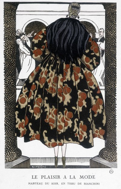 Bianchiniho večerní kabát – ilustrace Fernand Simeon (1884-1928), v „Gazette du bon ton““ od Fernand Siméon