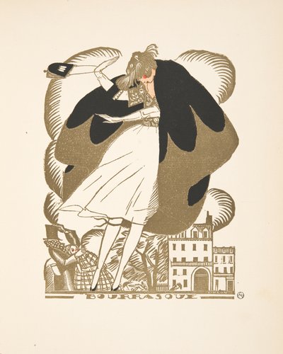 Bourrasque, ze sbírky módních talířů, 1920 (pochoir print) od Fernand Siméon