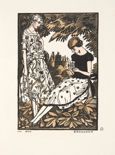 Trochu, hodně, ze sbírky módních talířů, 1920 (potisk šablony) od Fernand Siméon