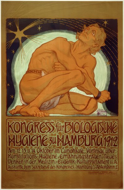 "Kongres pro biologickou hygienu v Hamburku 1912" / Fidus / plakát, 1912 od Fidus