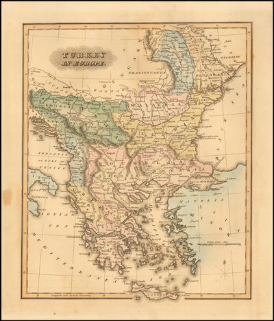Mapa Turecka v Evropě z roku 1823, Fielding Lucas, Jr. od Fielding Lucas Jr.
