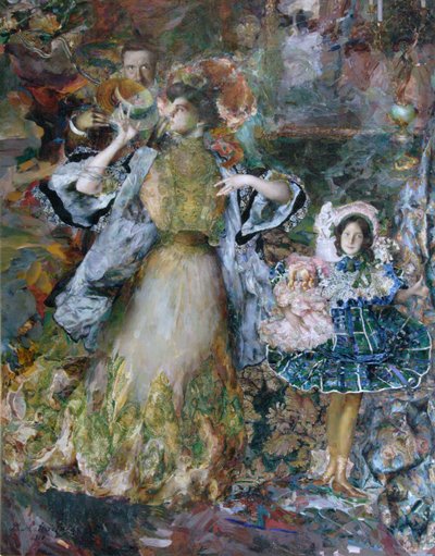 Autoportrét s manželkou a dcerou, 1910 od Filipp Andreyevich Malyavin
