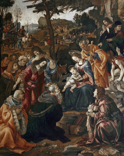 Klanění tří králů - Oltářní obraz San Donato (olej na panelu od Filippino Lippi