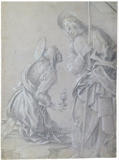 Klečící svatá Máří Magdaléna a stojící Kristus od Filippino Lippi