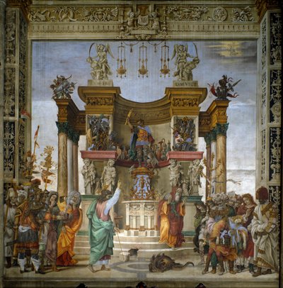 Svatý Filip vymítá draka z chrámu Hierapolis Freska od Filipínce Lippiho (1457-1504) 1487-1502 Kaple Strozzi, Santa Maria Novella, Florencie - Svatý Filip vyhání draka z chrámu Hieropolis, od Filipínce Lippiho (1457-1504) . Freska od Filippino Lippi