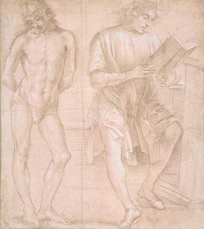 Stojící mládež s rukama za zády a sedící mládež čtoucí recto..., 145758-1504. od Filippino Lippi