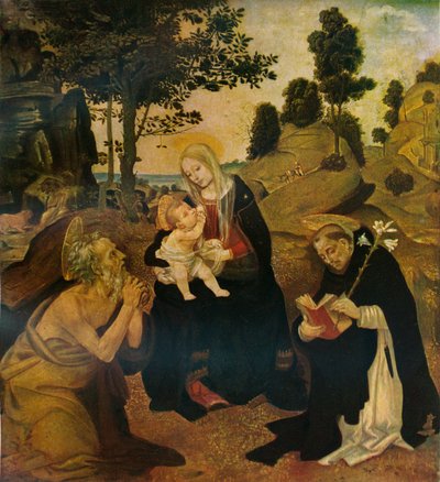 Panna a dítě se svatými Jeronýmem a Dominikem, c1485, 1911 od Filippino Lippi