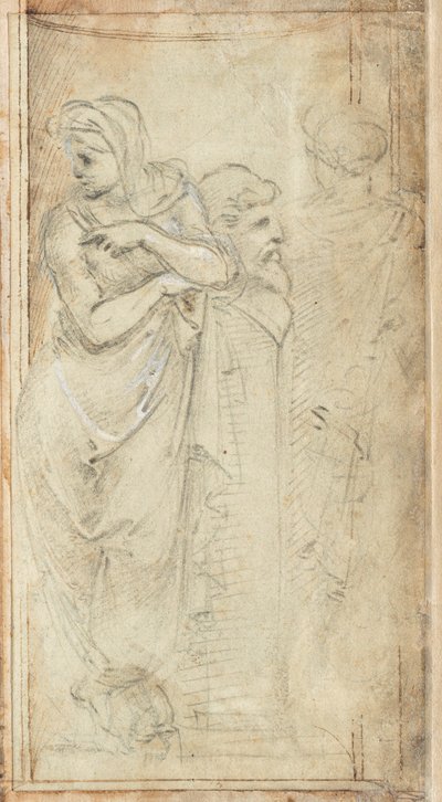 Dvě zahalené ženy stojící na obou stranách Herm od Filippino Lippi