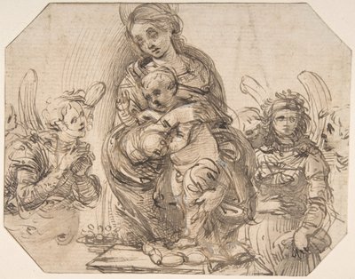 Panna a dítě navštěvované anděly, 145758-1504. od Filippino Lippi.