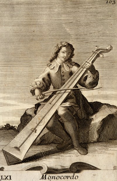 Muž hrající na monochord od Filippo Bonanni