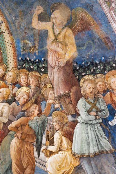 Andělé, detail korunovace Marie od Filippo Lippi