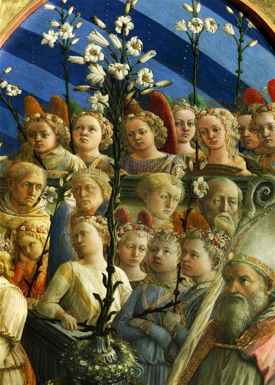 Coronazione Maringhi aneb Korunovace Panny od Filippa Lippiho (kolem 1406-1469), tempera na dřevě, 200x287 cm, detail od Filippo Lippi