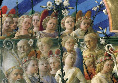 Coronazione Maringhi aneb Korunovace Panny od Filippa Lippiho (kolem 1406-1469), tempera na dřevě, 200x287 cm, Detail od Filippo Lippi