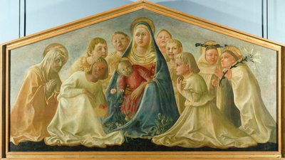 Trivulzio Madonna aneb Madona pokory s anděly a karmelitánskými světci od Filippa Lippiho (cca 1406-1469), tempera na panelu, 85x168 cm od Filippo Lippi