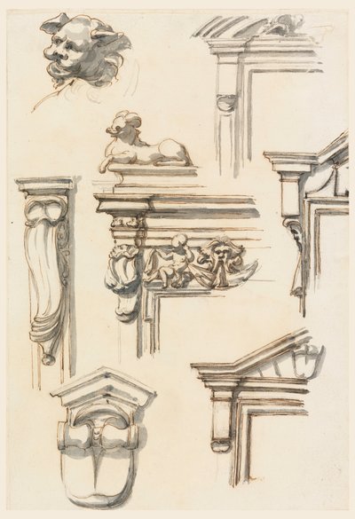 Kresba, architektonické studie, 1750-75 od Filippo Marchionni
