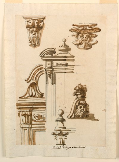 Kresba, architektonické studie, 1750-90 od Filippo Marchionni