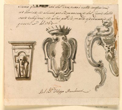 Kresba, Návrh konzoly a rozety, 1763 od Filippo Marchionni