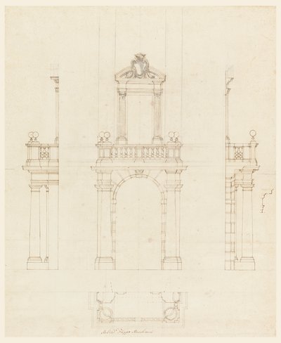 Kresba, Dveřní skříň a rám dveří, 1750-75 od Filippo Marchionni