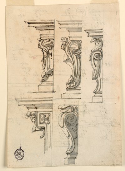 Kresba, Pět rohových motivů, asi 1750 od Filippo Marchionni