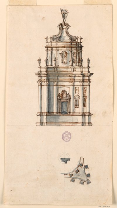Kresba, projekt svatostánku, 1750-1775 od Filippo Marchionni