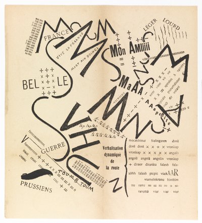 Čísla souhlásek slov ve Freedom. Futuristická slova, 1915. od Filippo Tommaso Marinetti