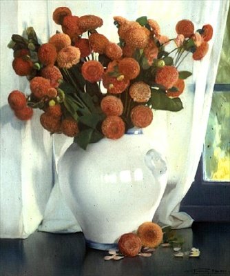 Červené jiřiny od Firmin Baes