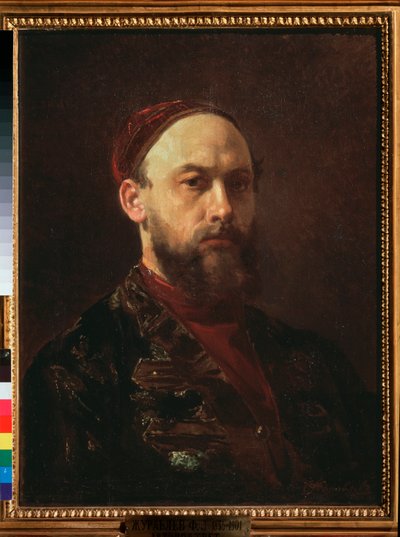 Autoportrét (Autoportrét) - obraz Firse Sergejeviče Zhuravleva (1836-1901), olej na plátně, ruské umění 19. století - Státní Treťjakovská galerie, Moskva od Firs Sergeevich Zhuravlev