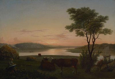 Ústí řeky v Nové Anglii s autoportrétem od Fitz Henry Lane