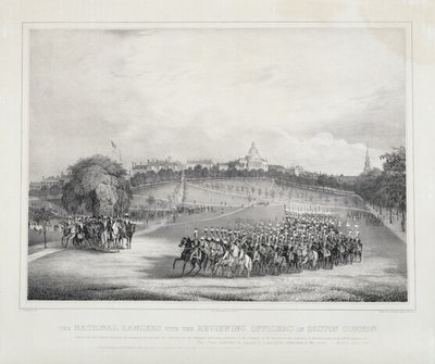 National Lancers s revizními úředníky na Boston Common od Fitz Henry Lane