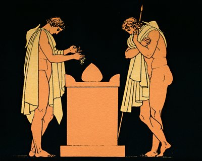 Orestes u hrobu svého otce, 1880 od Flaxman