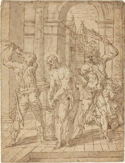 Bičování Krista od Flemish 17th Century after Hendrik de Clerck
