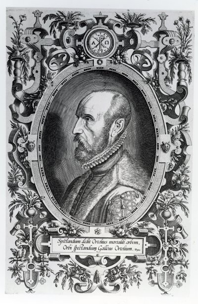 Abraham Ortelius, frontispis k Theatrum Orbis Terrarum, 1579 od Flemish School