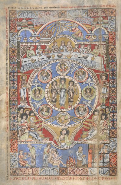 Přidat. 17738, f.3v Exegeze úvodních veršů Knihy Job, ilustrace z 