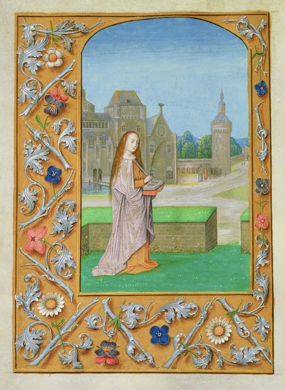 Přidejte 54782 f.70v St. Barbara, from the Hastings Hours, c.1475-83 (vellum) od Flemish School