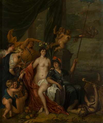 Alegorický obraz míru, cca 1630-1700 (olej na mědi) od Flemish School