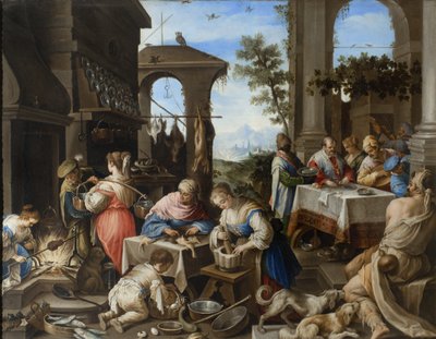 Banket bohatých Epulone, 1600-25 od Flemish School