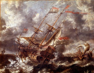 Holandská loď bez bouře. Malba vlámské školy od Flemish School