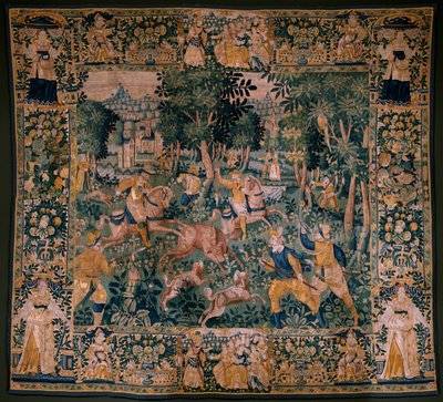 Vlámský gobelín. Lov na jelena (Lov jelena). Ateliér Oudenaarde. Rozměry 295 x 331 cm. Inv (82941)-1 / SOUKROMÉ. 17. století. od Flemish School