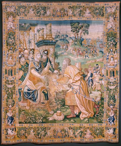 Vlámský gobelín. Alexandrovi je nabídnuta koruna (Alexandrovi je nabídnuta koruna). Ateliér Oudenaarde. Rozměry 384 x 316 cm. Inv (83024)-5 / 00009. 17. stol. od Flemish School