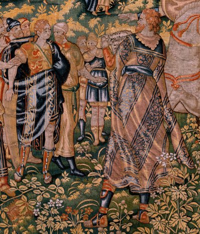 Vlámský gobelín. Seriál Příběh Cyruse. Ne II Astyages uznává Cyrus (Ciro reconocido por Astiages). Anonymní, založené na Michiel Coxcie. Ateliér Antverpy. Hedvábí a vlna. Cca 1590. od Flemish School