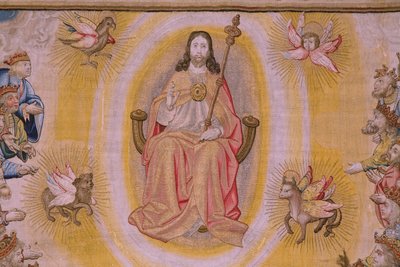 Vlámský gobelín. Seriál Apokalypsa: Svatý Michael porazil draka. Ateliér Willem Dermoyen, Brusel. Přibližně 1553-1555. Detail. od Flemish School