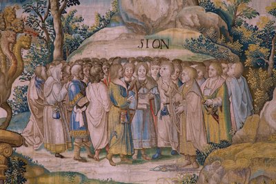 Vlámský gobelín. Seriál Apokalypsa: Svatý Michael porazil draka. Ateliér Willem Dermoyen, Brusel. Přibližně 1553-1555. Detail. od Flemish School