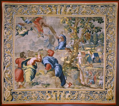 Vlámský gobelín. Seriál Dějiny Mojžíše. Mojžíš na hoře Sinaj. Ateliér Joost van Herzele. Cca 1550. od Flemish School